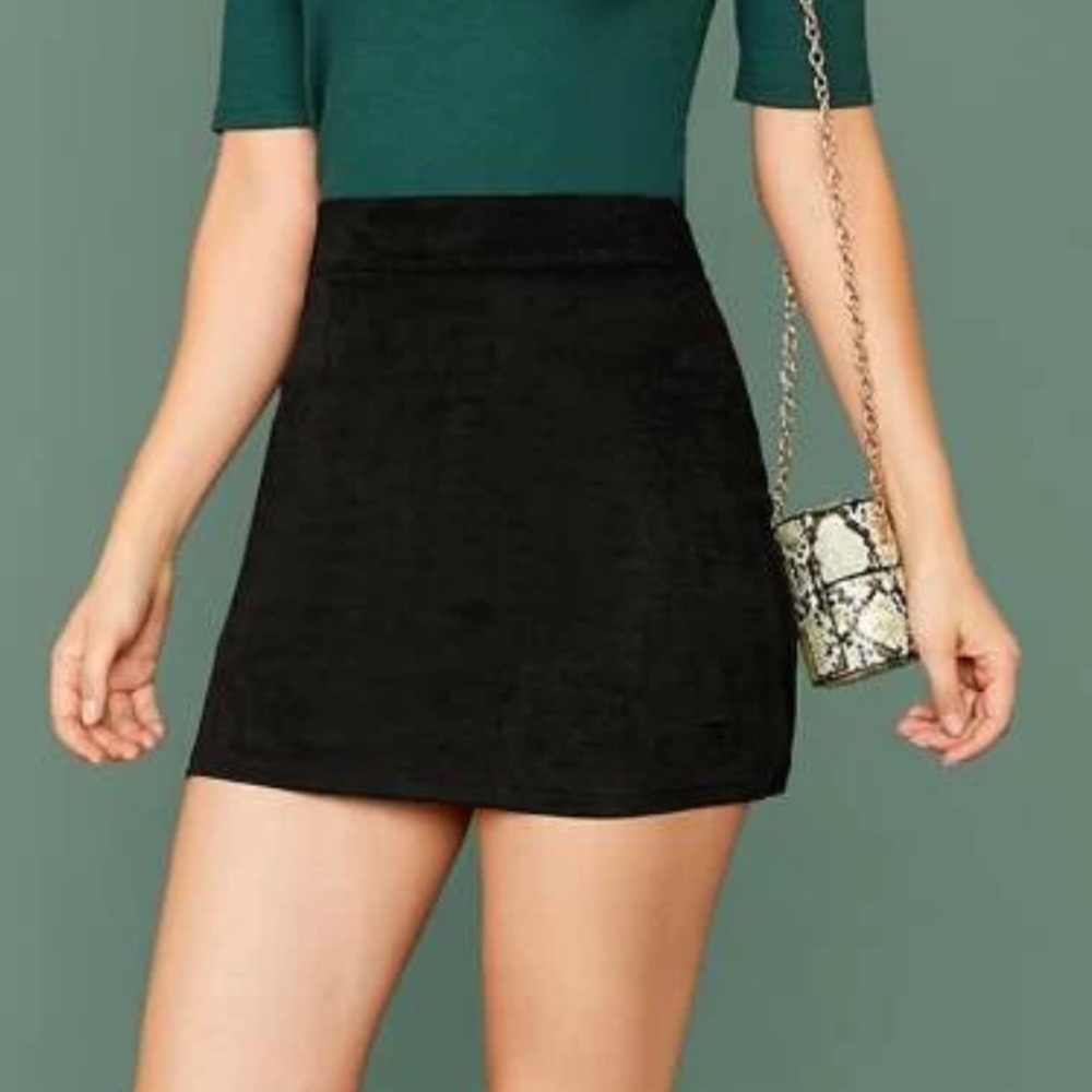 NWOT Black Suede Mini Skirt
